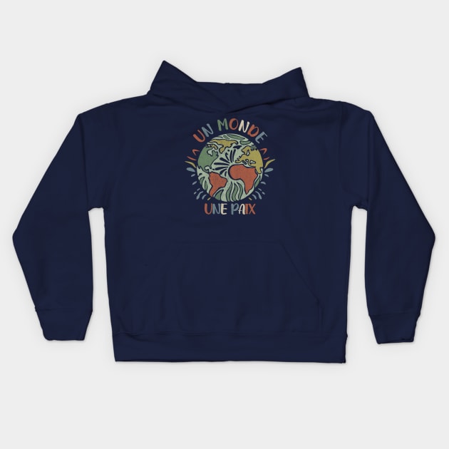 Un Monde Une Paix Kids Hoodie by Tees For UR DAY